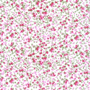 TECIDO TRICOLINE ESTAMPADA 100% ALGODÃO FLORAL MINI PAULISTINHA PINK V01