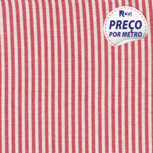 TECIDO TRICOLINE LISTRADA CAMISARIA (POLIESTER/ALGODÃO) DOPTEX FUSILI VERMELHO D1195 V004-5179