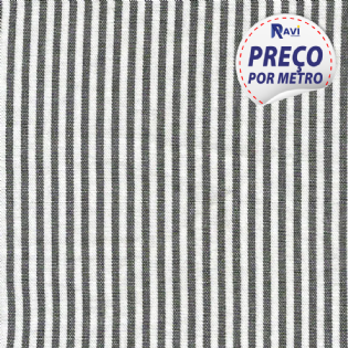 TECIDO TRICOLINE LISTRADA CAMISARIA (POLIESTER/ALGODÃO) DOPTEX FUSILI PRETO D1195 V004-021