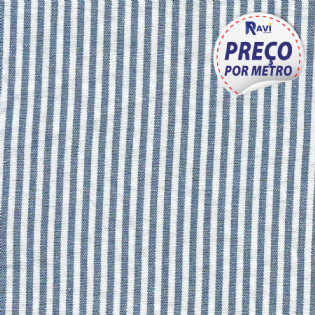 TECIDO TRICOLINE LISTRADA CAMISARIA (POLIESTER/ALGODÃO) DOPTEX FUSILI MARINHO D1195 V004-1427