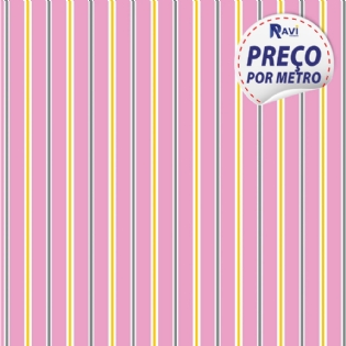 TRICOLINE ESTAMPADA MISTA LISTRA NHOR PINK  D3064