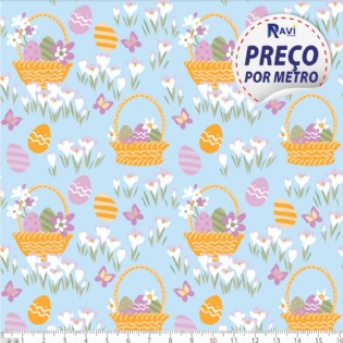 1 TRICOLINE ESTAMPADA 100% ALGODÃO NOVA COLEÇÃO PÁSCOA 2023 D8884 V01