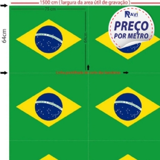 TRICOLINE ESTAMPADA COPA DO MUNDO NOVA COLEÇÃO BANDEIRA BRASIL 4 UNIDADES A CADA 1,25 METRO