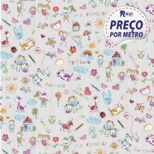 1 TRICOLINE ESTAMPADA MASCARENHAS NOVA COLEÇÃO INFANTIL AMIGOS LISTRADO D2916 V2