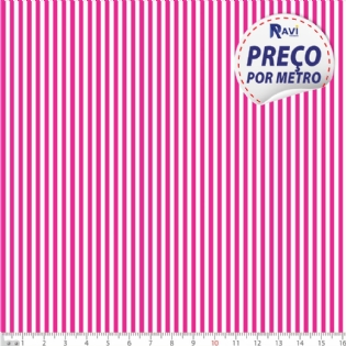 TECIDO TRICOLINE ESTAMPADA 100% ALGODÃO NOVA COLEÇÃO LISTRADA PINK  D1278 V9