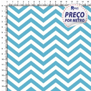 TECIDO TRICOLINE ESTAMPADA 100% ALGODÃO CHEVRON MÉDIO TIFFANY ESCURO D1822 V18