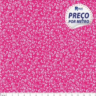 TECIDO TRICOLINE ESTAMPADA 100% ALGODÃO NOVA COLEÇÃO FLORAL BRANCO FUNDO PINK D1047 V108