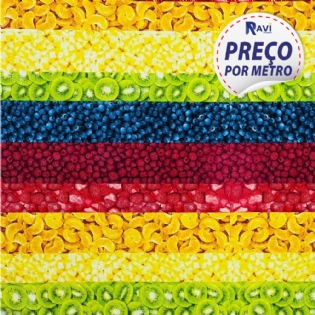 TRICOLINE ESTAMPADA MISTA 1 NOVA COLEÇÃO BARRADO FRUTAS PANO DE PRATO D8054 V109
