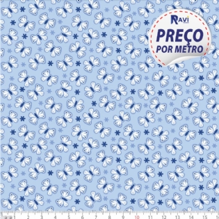 TECIDO TRICOLINE ESTAMPADA 100% ALGODÃO NOVA COLEÇÃO BORBOLETA D3077 V003