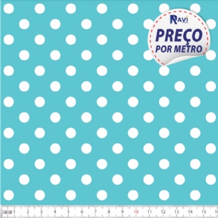 TECIDO TRICOLINE ESTAMPADA 100% ALGODÃO BOLA POÁ GRANDE TIFFANY COM BRANCO D1554 V092