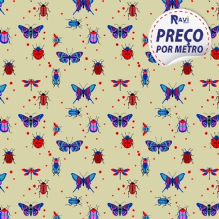 TRICOLINE ESTAMPADA MISTA INSETOS D5134