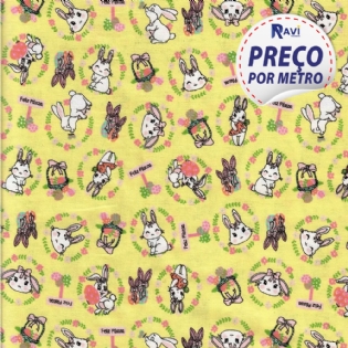 X TECIDO TRICOLINE X ESTAMPADA 100% ALGODÃO CÍRCULO PASCOA COR 2602
