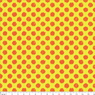 1 TECIDO TRICOLINE ESTAMPADA COLEÇÃO NOVA NATURE 100% ALGODÃO BOLA/POÁ LIMA COM LARANJA D1373 V002