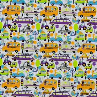 1 TRICOLINE ESTAMPADA NOVA COLEÇÃO MISTA ADAR ONIBUS CARRO TRANSPORTE LILAS COD 14 COLOR 2