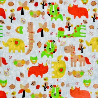 1 TRICOLINE ESTAMPADA NOVA COLEÇÃO MISTA ADAR SAFARI LEÃO ELEFANTE COD 12 COR 3.