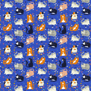 0 TECIDO TRICOLINE ESTAMPADA COLEÇÃO HARMONIA 2024 100% ALGODÃO GATOS D9050 V59