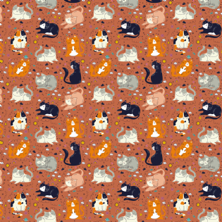 0 TECIDO TRICOLINE ESTAMPADA COLEÇÃO HARMONIA 2024 100% ALGODÃO GATOS D9050 V60