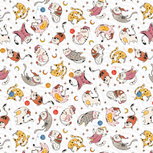 0 TECIDO TRICOLINE ESTAMPADA COLEÇÃO HARMONIA 2024 100% ALGODÃO GATOS D9050 V61