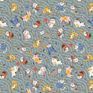 0 TECIDO TRICOLINE ESTAMPADA COLEÇÃO HARMONIA 2024 100% ALGODÃO GATOS D9050 V62