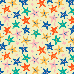 0 TECIDO TRICOLINE ESTAMPADA COLEÇÃO HARMONIA 2024 100% ALGODÃO ESTRELA DO MAR D9050 V75