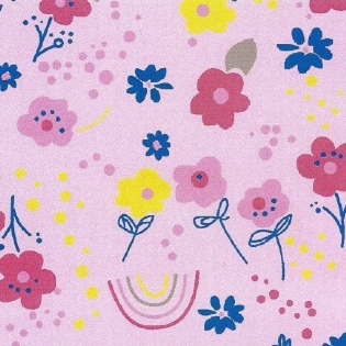 TECIDO FLANELA INFANTIL FLORAL FUNDO ROSA - 80CM LARGURA - CÓDIGO 090451 V1