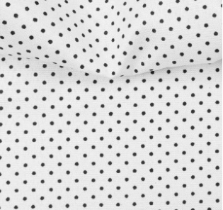 TECIDO TRICOLINE ESTAMPADA 100% POLIESTER EUROLEEN POÁ BRANCO COM PRETO D001 V100