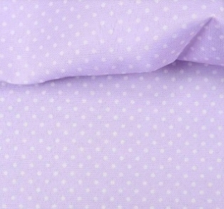 TECIDO TRICOLINE ESTAMPADA 100% POLIESTER EUROLEEN POÁ LILÁS COM BRANCO D001 V361