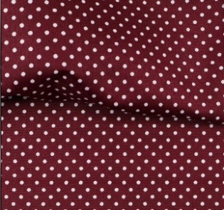 TECIDO TRICOLINE ESTAMPADA 100% POLIESTER EUROLEEN POÁ VINHO COM BRANCO D001 V480