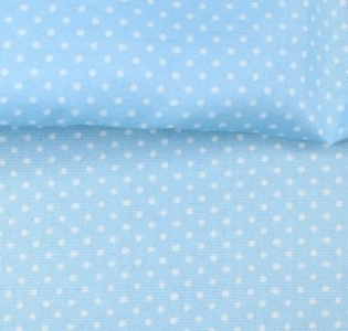 TECIDO TRICOLINE ESTAMPADA 100% POLIESTER EUROLEEN POÁ AZUL BEBE COM BRANCO D001 V706