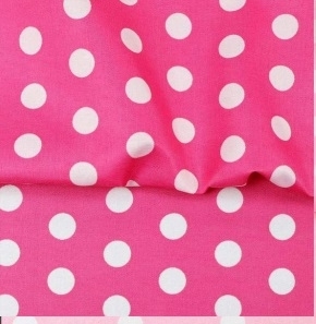 TECIDO TRICOLINE ESTAMPADA 100% POLIESTER EUROLEEN POÁ GRANDE PINK COM BRANCO D002 V349