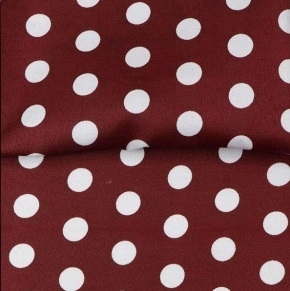 TECIDO TRICOLINE ESTAMPADA 100% POLIESTER EUROLEEN POÁ GRANDE VINHO COM BRANCO D002 V480