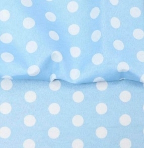 TECIDO TRICOLINE ESTAMPADA 100% POLIESTER EUROLEEN POÁ GRANDE AZUL BEBE COM BRANCO D002 V706