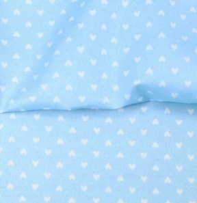 TECIDO TRICOLINE ESTAMPADA 100% POLIESTER EUROLEEN CORAÇÃO AZUL BEBE COM BRANCO D005 V706