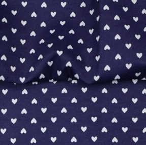 TECIDO TRICOLINE ESTAMPADA 100% POLIESTER EUROLEEN CORAÇÃO MARINHO COM BRANCO D005 V975