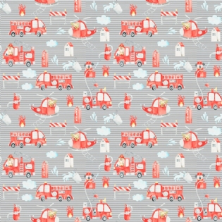 0 TECIDO TRICOLINE ESTAMPADA 100% ALGODÃO NOVA COLEÇÃO/25 CAMINHO DAS CORES BOMBEIROS/EMERGENCIAV241