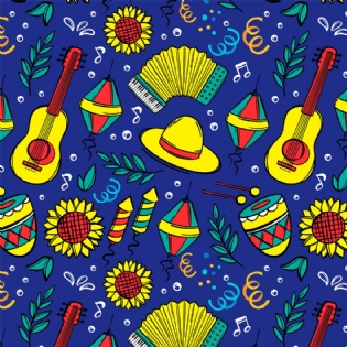 0 TECIDO TRICOLINE ESTAMPADA COLEÇÃO NOVA FESTA JUNINA ARRASTA PÉ 100% ALGODÃO D9050 V256