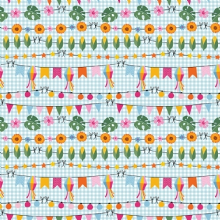 0 TECIDO TRICOLINE ESTAMPADA COLEÇÃO NOVA FESTA JUNINA ARRASTA PÉ 100% ALGODÃO D9050 V259