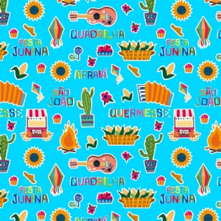 0 TECIDO TRICOLINE ESTAMPADA COLEÇÃO NOVA FESTA JUNINA ARRASTA PÉ 100% ALGODÃO D9050 V278