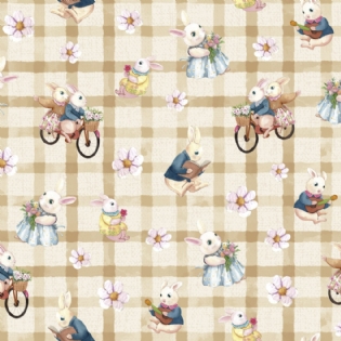 00 TECIDO TRICOLINE ESTAMPADA 100% ALGODÃO COLEÇÃO ENCANTOS DE PASCOA D9050 V360