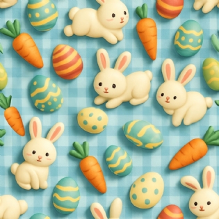 00 TECIDO TRICOLINE ESTAMPADA 100% ALGODÃO COLEÇÃO ENCANTOS DE PASCOA D9050 V364