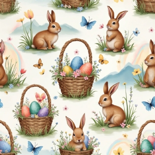 00 TECIDO TRICOLINE ESTAMPADA 100% ALGODÃO COLEÇÃO ENCANTOS DE PASCOA D9050 V368