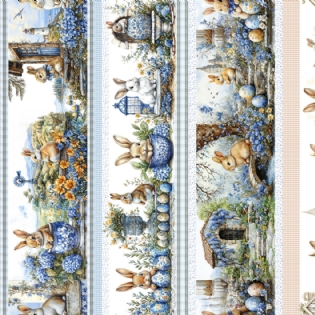 00 TECIDO TRICOLINE ESTAMPADA 100% ALGODÃO COLEÇÃO ENCANTOS DE PASCOA D9050 V370