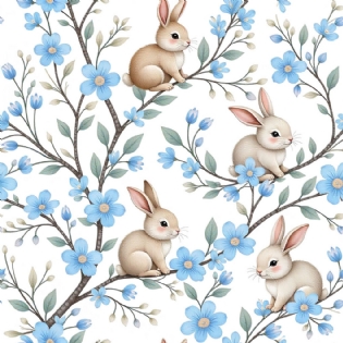 00 TECIDO TRICOLINE ESTAMPADA 100% ALGODÃO COLEÇÃO ENCANTOS DE PASCOA D9050 V372