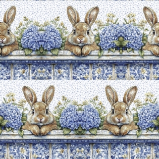 00 TECIDO TRICOLINE ESTAMPADA 100% ALGODÃO COLEÇÃO ENCANTOS DE PASCOA D9050 V373