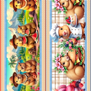 00 TECIDO TRICOLINE ESTAMPADA 100% ALGODÃO NOVA COLEÇÃO PEQUENOS CRIATIVOS D9050 V350