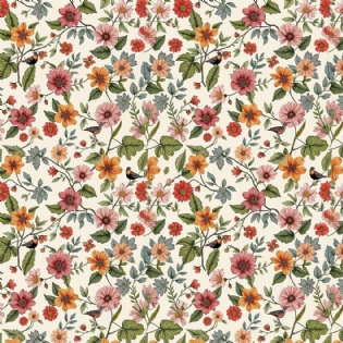 1 TECIDO TRICOLINE ESTAMPADA 100% ALGODÃO COLEÇÃO DIARIO DOS SONHOS FLORAL D9050 V403