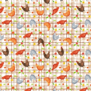 1 TECIDO TRICOLINE ESTAMPADA 100% ALGODÃO COLEÇÃO DIARIO DOS SONHOS GALINHAS D9050 V413