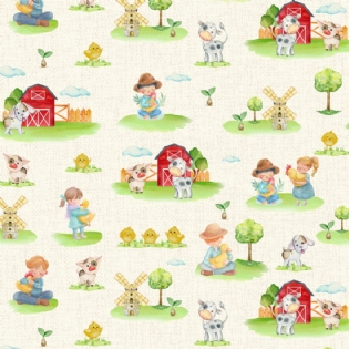 000 TECIDO TRICOLINE ESTAMPADA 100% ALGODÃO COLEÇÃO NOVA DIARIO DOS SONHOS FAZENDINHA D9050 V435