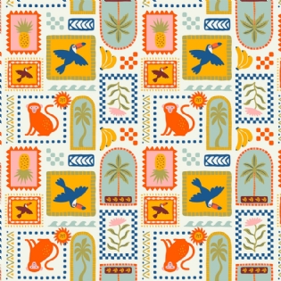 000 TECIDO TRICOLINE ESTAMPADA 100% ALGODÃO COLEÇÃO NOVA DIARIO DOS SONHOS BICHOS D9050 V439